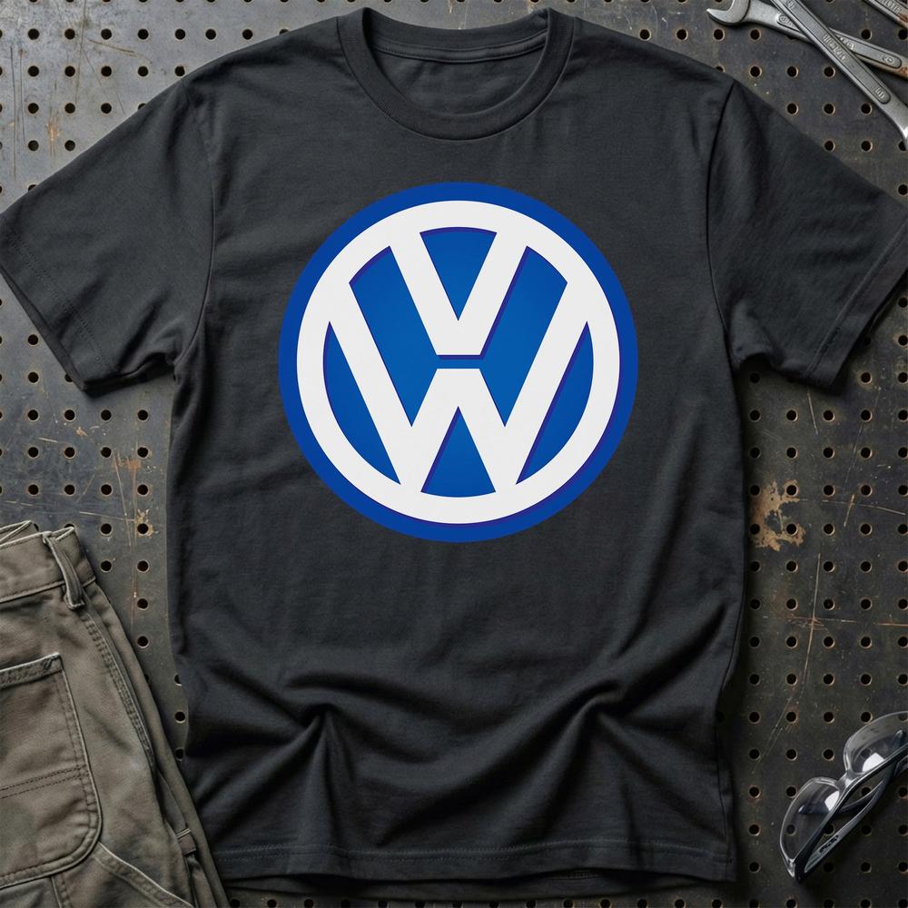 Volkswagen VW Blåt Logo T-Shirt-Beklædning-VW-Sort-S-Garage Culture Shop- garage - man cave - merchandise