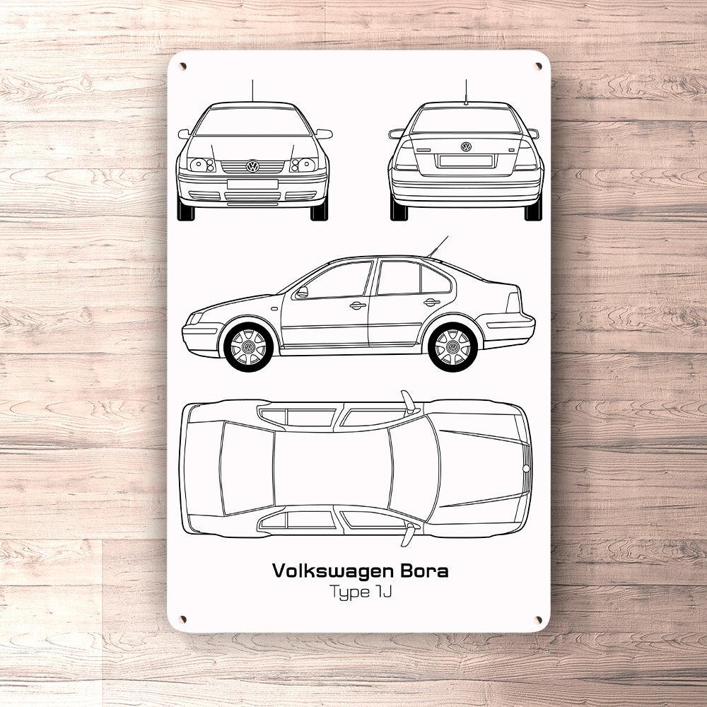 Volkswagen VW Bora Blueprint Skilte, Musemåtte, Dørmåtte-Blueprint-VW-Garage Culture Shop- garage - man cave - merchandise