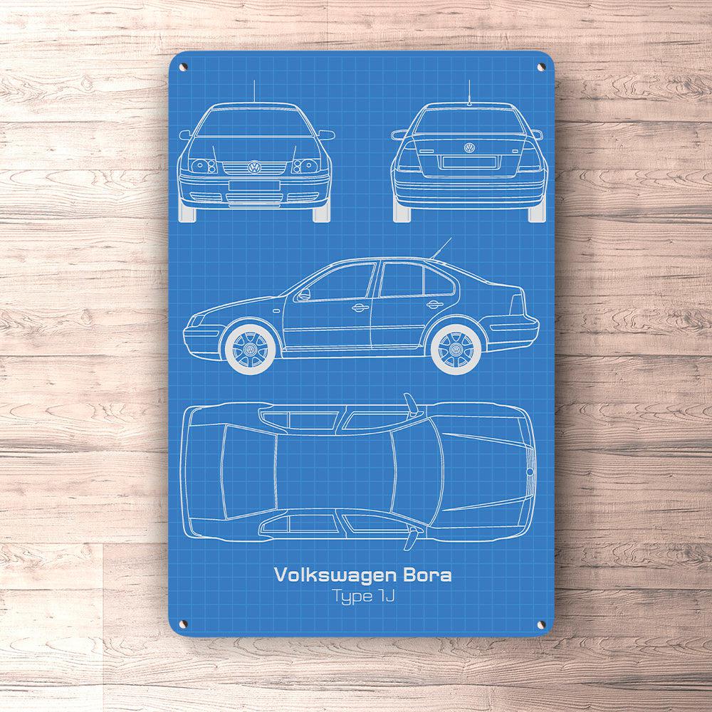 Volkswagen VW Bora Blueprint Skilte, Musemåtte, Dørmåtte-Blueprint-VW-Garage Culture Shop- garage - man cave - merchandise