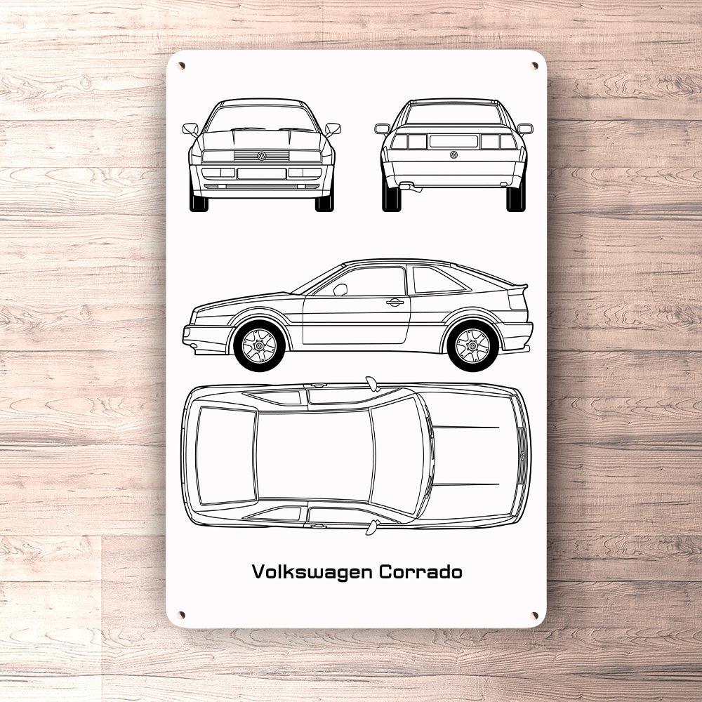 Volkswagen VW Corrado Blueprint Skilte, Musemåtte, Dørmåtte-Blueprint-VW-Garage Culture Shop- garage - man cave - merchandise