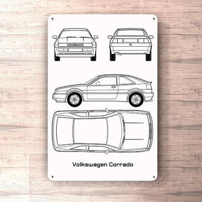 Volkswagen VW Corrado Blueprint Skilte, Musemåtte, Dørmåtte-Blueprint-VW-Garage Culture Shop- garage - man cave - merchandise