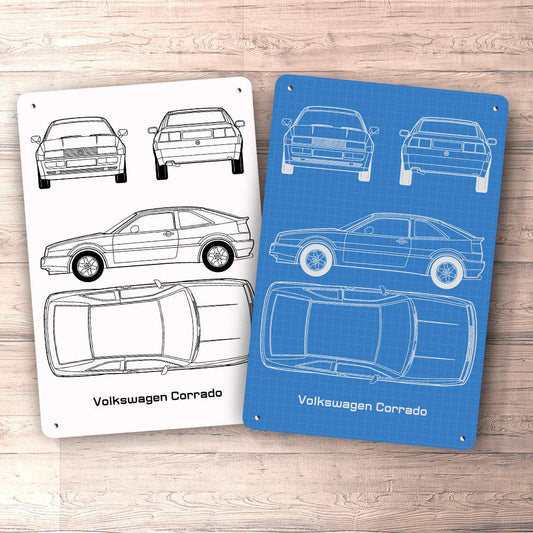 Volkswagen VW Corrado Blueprint Skilte, Musemåtte, Dørmåtte-Blueprint-VW-Garage Culture Shop- garage - man cave - merchandise