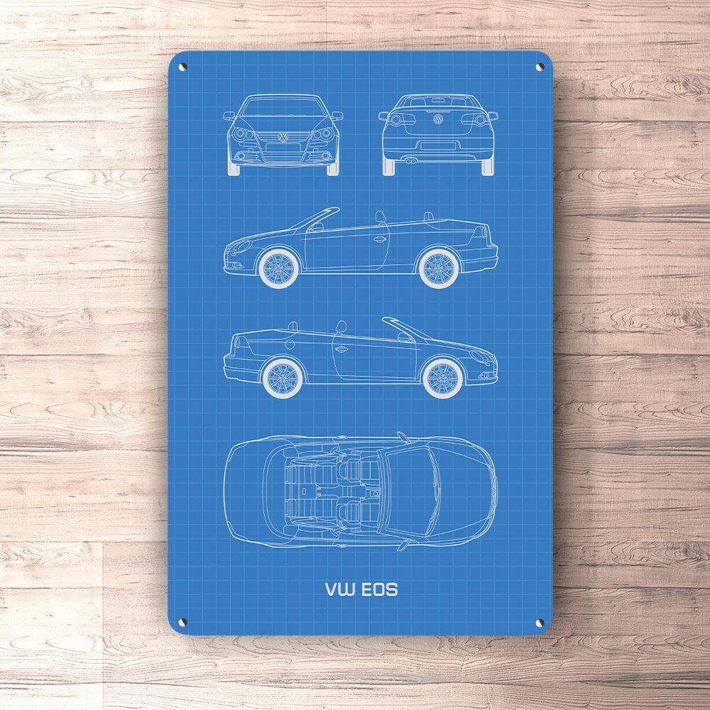 Volkswagen VW EOS Blueprint Skilte, Musemåtte, Dørmåtte-Blueprint-VW-Garage Culture Shop- garage - man cave - merchandise