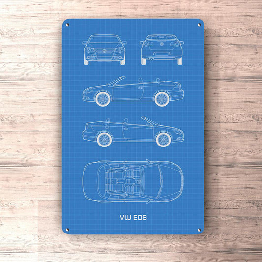 Volkswagen VW EOS Blueprint Skilte, Musemåtte, Dørmåtte-Blueprint-VW-Garage Culture Shop- garage - man cave - merchandise