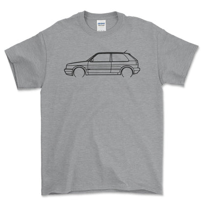 Volkswagen VW Golf 2 GTI Outline - Unisex T-Shirt-Beklædning-VW-Grå Sport-S-Forside-Garage Culture Shop- garage - man cave - merchandise