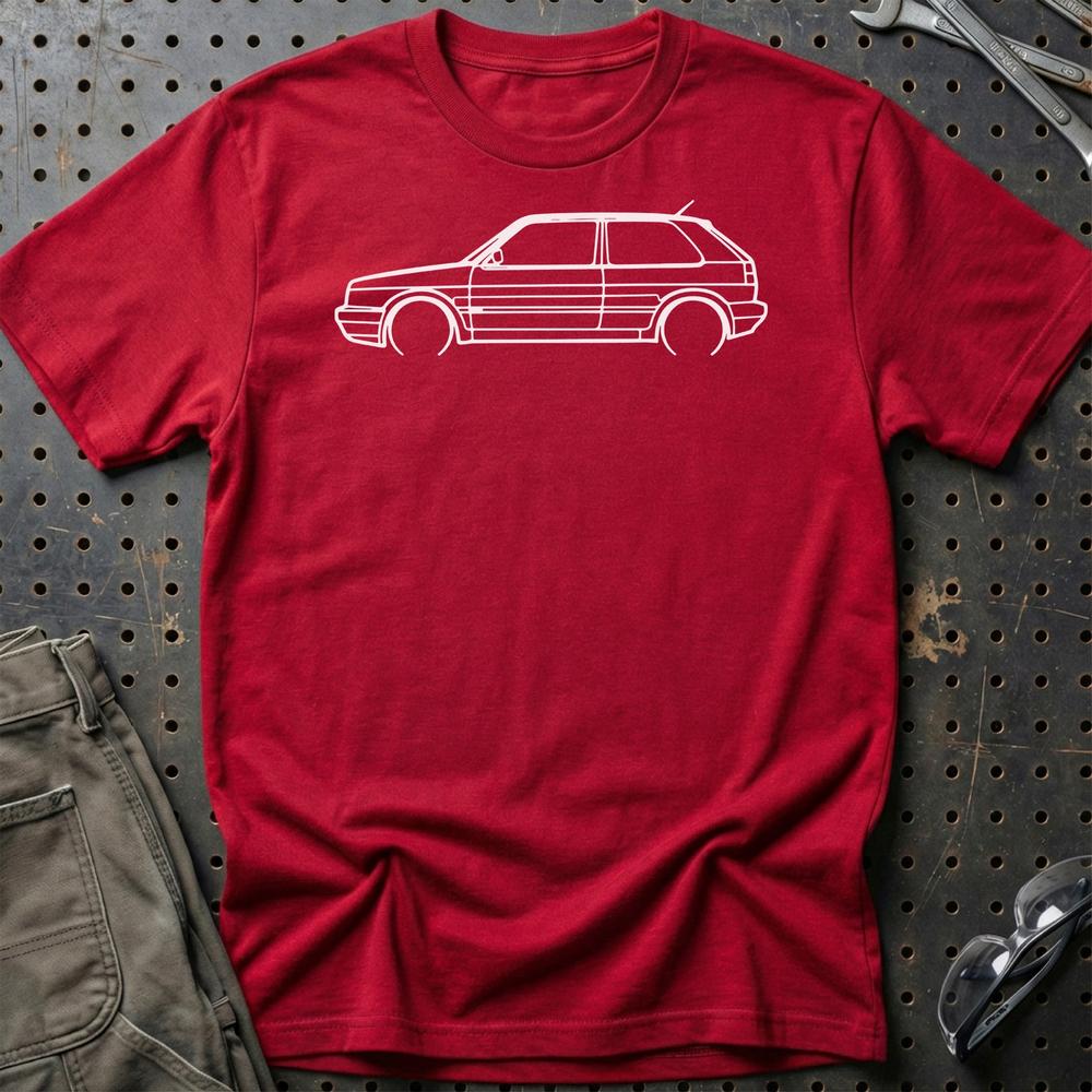 Volkswagen VW Golf 2 GTI Outline - Unisex T-Shirt-Beklædning-VW-Rød-S-Garage Culture Shop- garage - man cave - merchandise