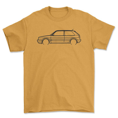Volkswagen VW Golf 2 GTI Outline - Unisex T-Shirt-Beklædning-VW-Guld-S-Forside-Garage Culture Shop- garage - man cave - merchandise