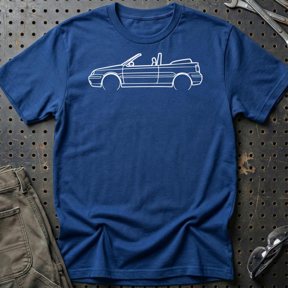Volkswagen VW Golf 4 Convertible 1998 Outline - Unisex T-Shirt-Beklædning-VW-Blå Royal-S-Garage Culture Shop- garage - man cave - merchandise