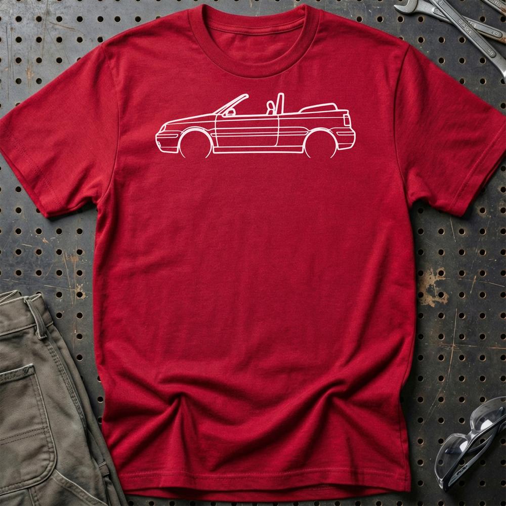 Volkswagen VW Golf 4 Convertible 1998 Outline - Unisex T-Shirt-Beklædning-VW-Rød-S-Garage Culture Shop- garage - man cave - merchandise