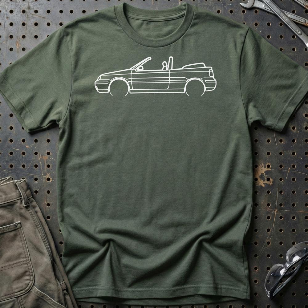 Volkswagen VW Golf 4 Convertible 1998 Outline - Unisex T-Shirt-Beklædning-VW-Grøn Militær-S-Garage Culture Shop- garage - man cave - merchandise