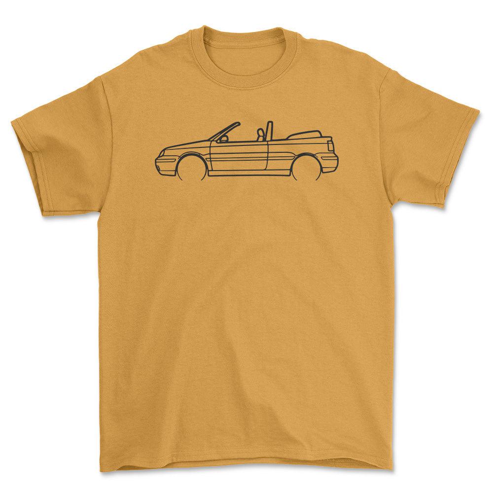 Volkswagen VW Golf 4 Convertible 1998 Outline - Unisex T-Shirt-Beklædning-VW-Guld-S-Forside-Garage Culture Shop- garage - man cave - merchandise