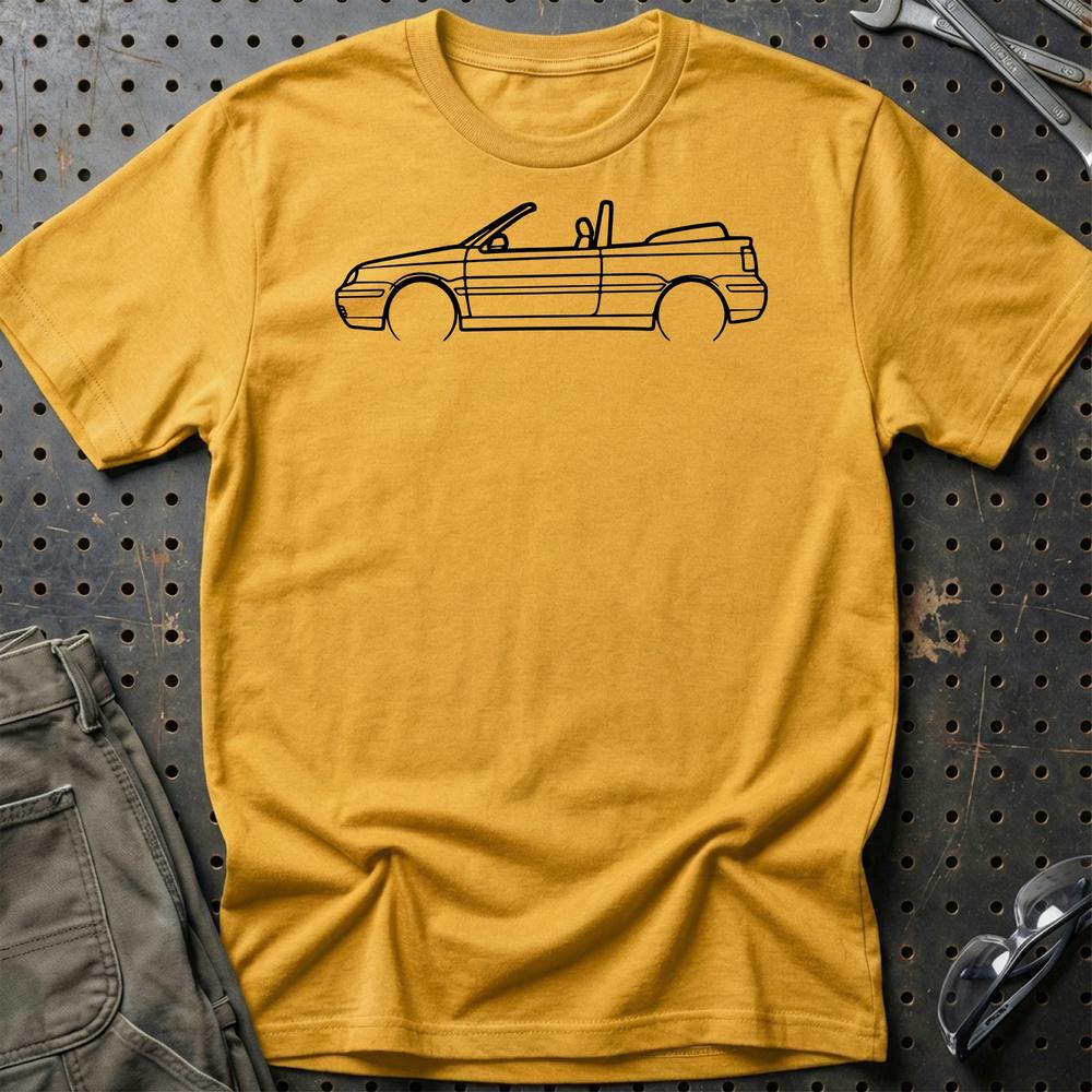 Volkswagen VW Golf 4 Convertible 1998 Outline - Unisex T-Shirt-Beklædning-VW-Guld-S-Garage Culture Shop- garage - man cave - merchandise