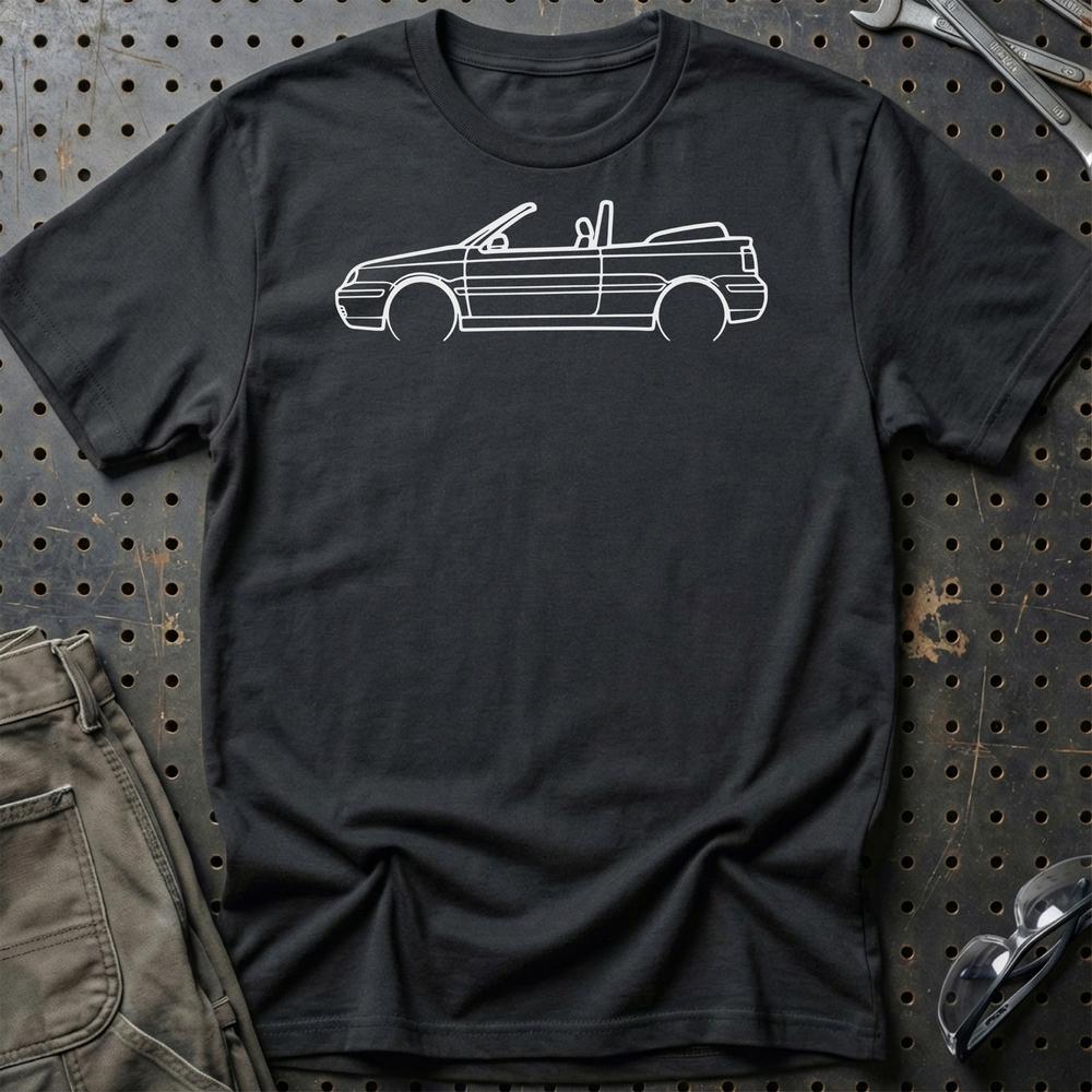 Volkswagen VW Golf 4 Convertible 1998 Outline - Unisex T-Shirt-Beklædning-VW-Sort-S-Garage Culture Shop- garage - man cave - merchandise