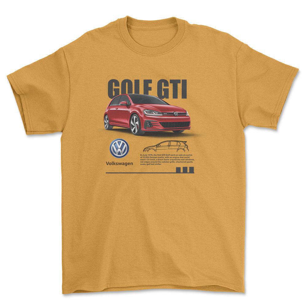Volkswagen VW Golf GTI Unisex T-Shirt , Bomuld-Beklædning-VW-Guld-S-Forside-Garage Culture Shop- garage - man cave - merchandise