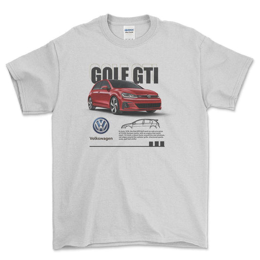 Volkswagen VW Golf GTI Unisex T-Shirt , Bomuld-Beklædning-VW-Hvid-S-Forside-Garage Culture Shop- garage - man cave - merchandise