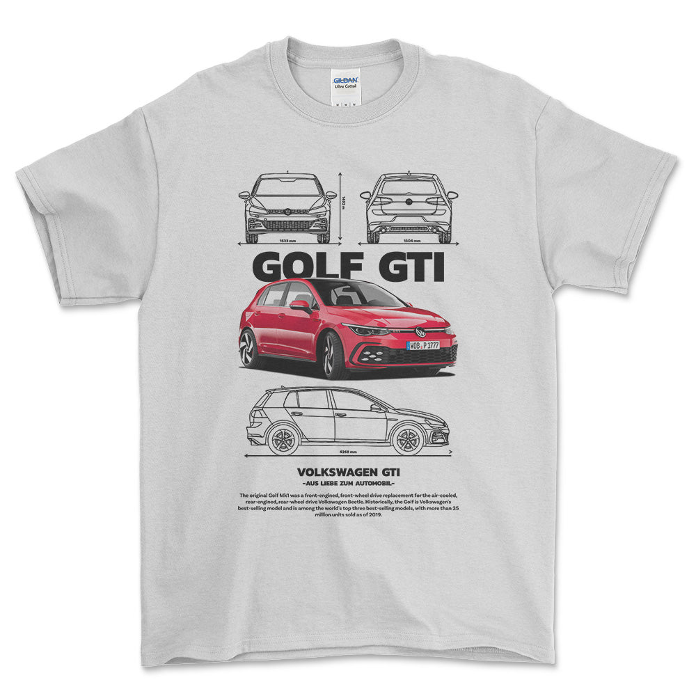 Volkswagen VW Golf GTI - Unisex T-Shirt-Beklædning-VW-Hvid-S-Forside-Garage Culture Shop- garage - man cave - merchandise
