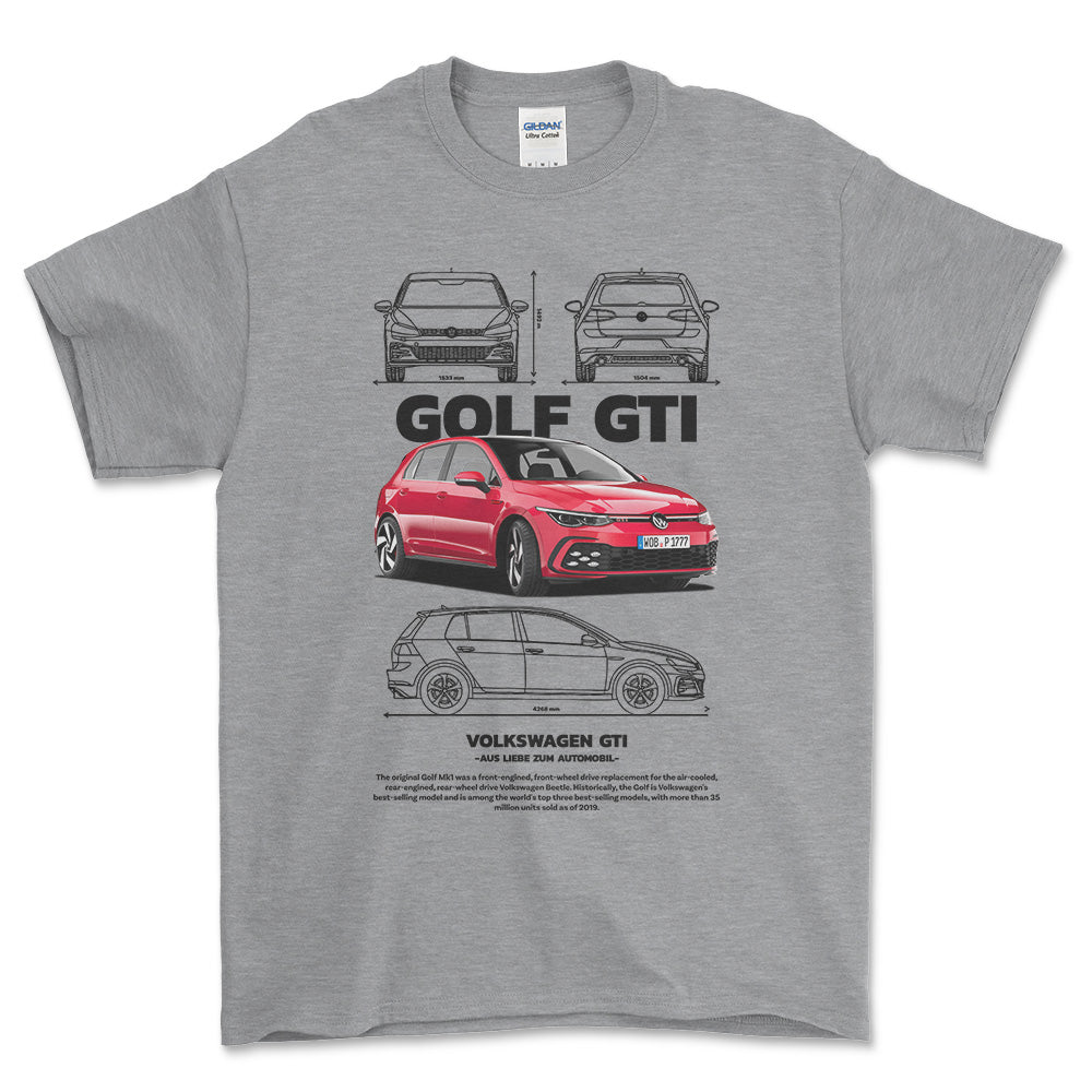 Volkswagen VW Golf GTI - Unisex T-Shirt-Beklædning-VW-Grå Sport-S-Forside-Garage Culture Shop- garage - man cave - merchandise