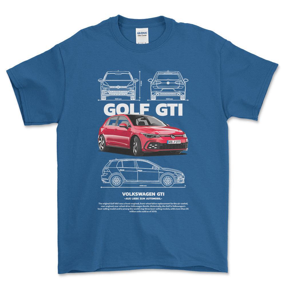 Volkswagen VW Golf GTI - Unisex T-Shirt-Beklædning-VW-Blå Royal-S-Forside-Garage Culture Shop- garage - man cave - merchandise