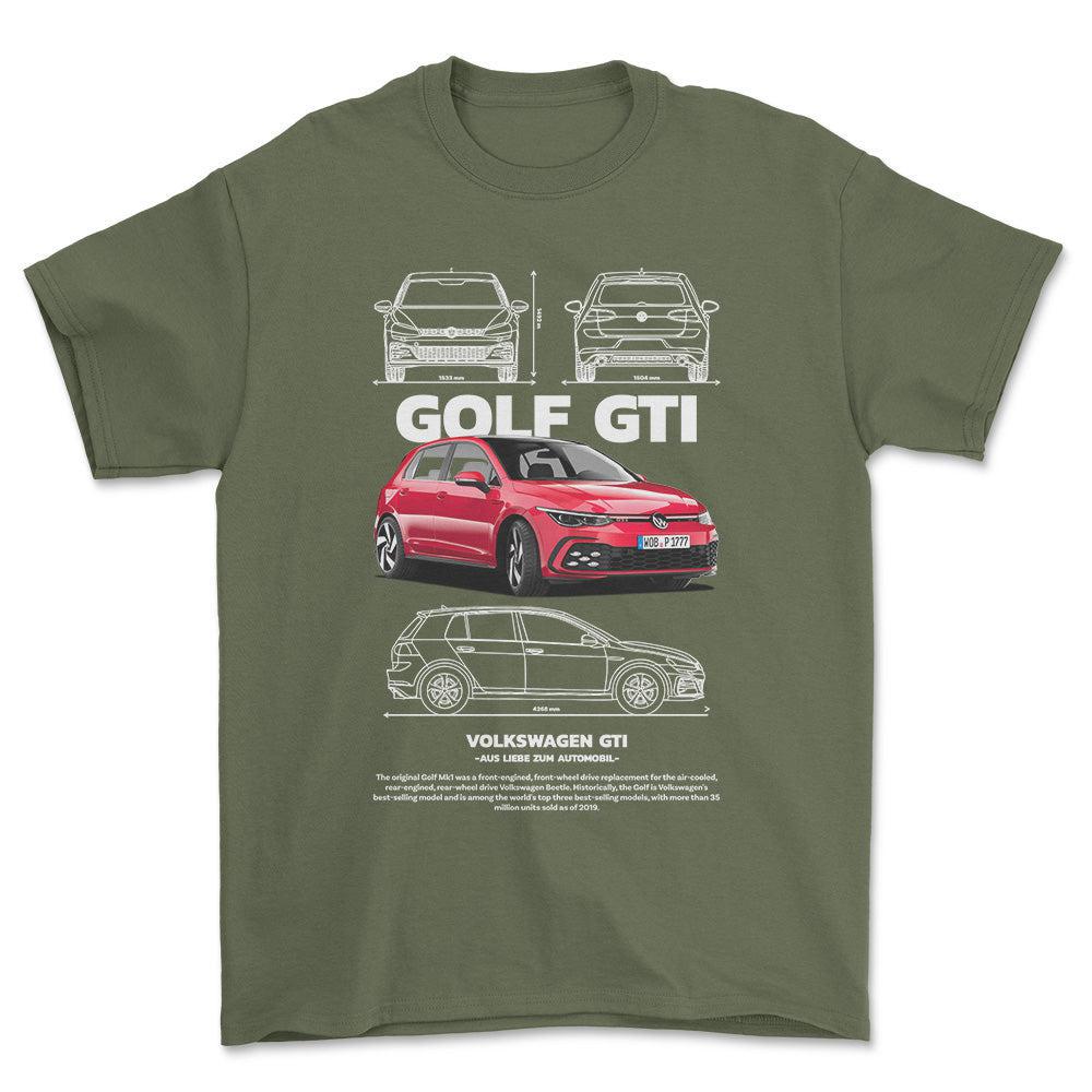 Volkswagen VW Golf GTI - Unisex T-Shirt-Beklædning-VW-Grøn Militær-S-Forside-Garage Culture Shop- garage - man cave - merchandise