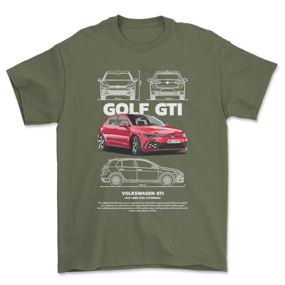Volkswagen VW Golf GTI - Unisex T-Shirt-Beklædning-VW-Grøn Militær-S-Forside-Garage Culture Shop- garage - man cave - merchandise