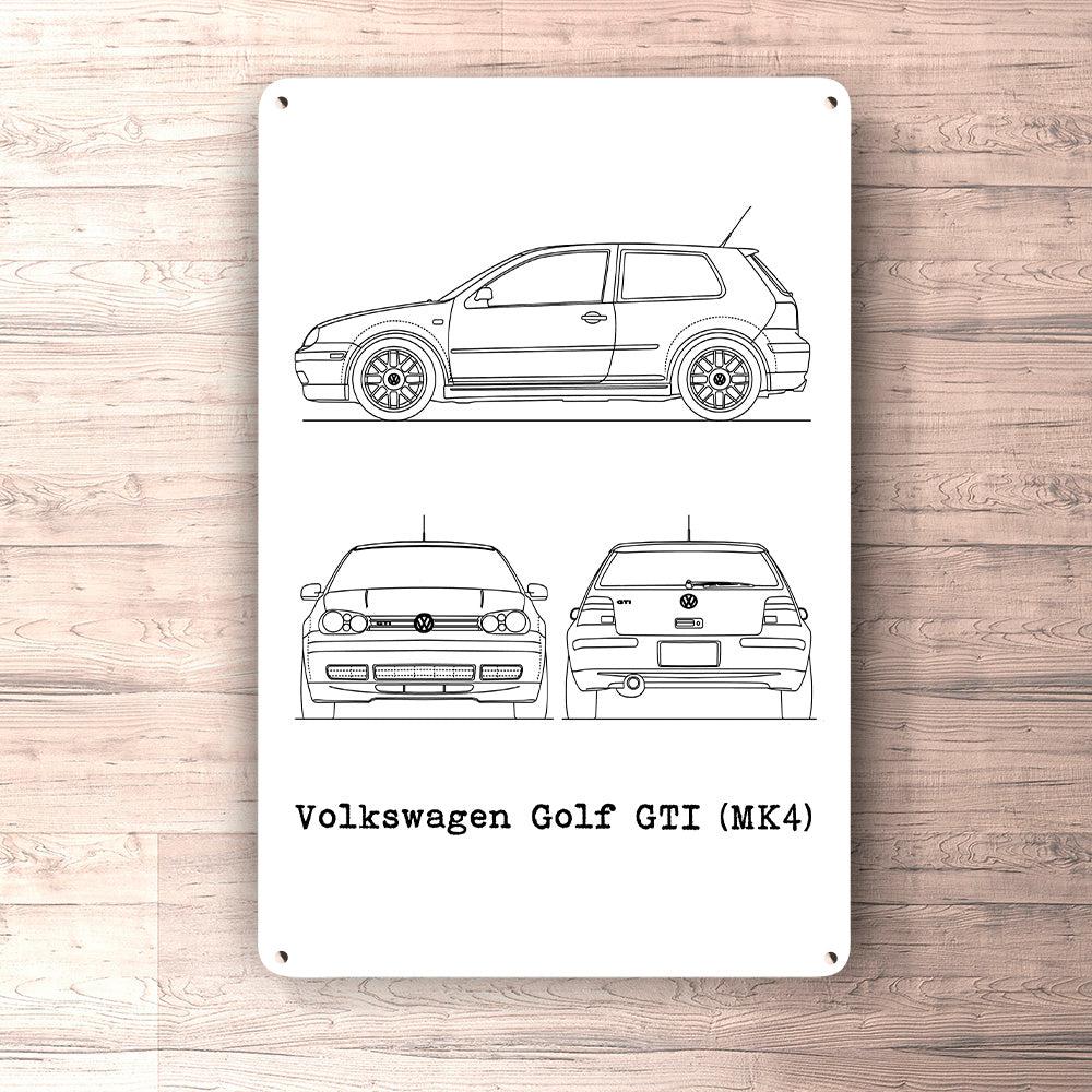 Volkswagen VW Golf Gti Mk4 Blueprint Skilte, Musemåtte, Dørmåtte-Blueprint-VW-Garage Culture Shop- garage - man cave - merchandise