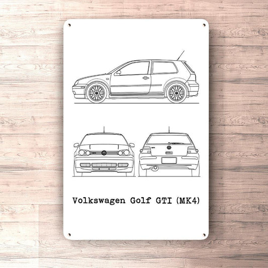 Volkswagen VW Golf Gti Mk4 Blueprint Skilte, Musemåtte, Dørmåtte-Blueprint-VW-Garage Culture Shop- garage - man cave - merchandise
