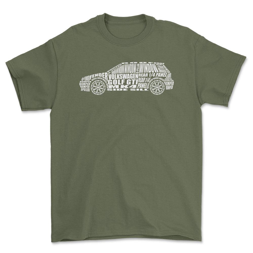 Volkswagen VW Golf Gti Mk4 T-Shirt-Beklædning-VW-Grøn Militær-S-Garage Culture Shop- garage - man cave - merchandise