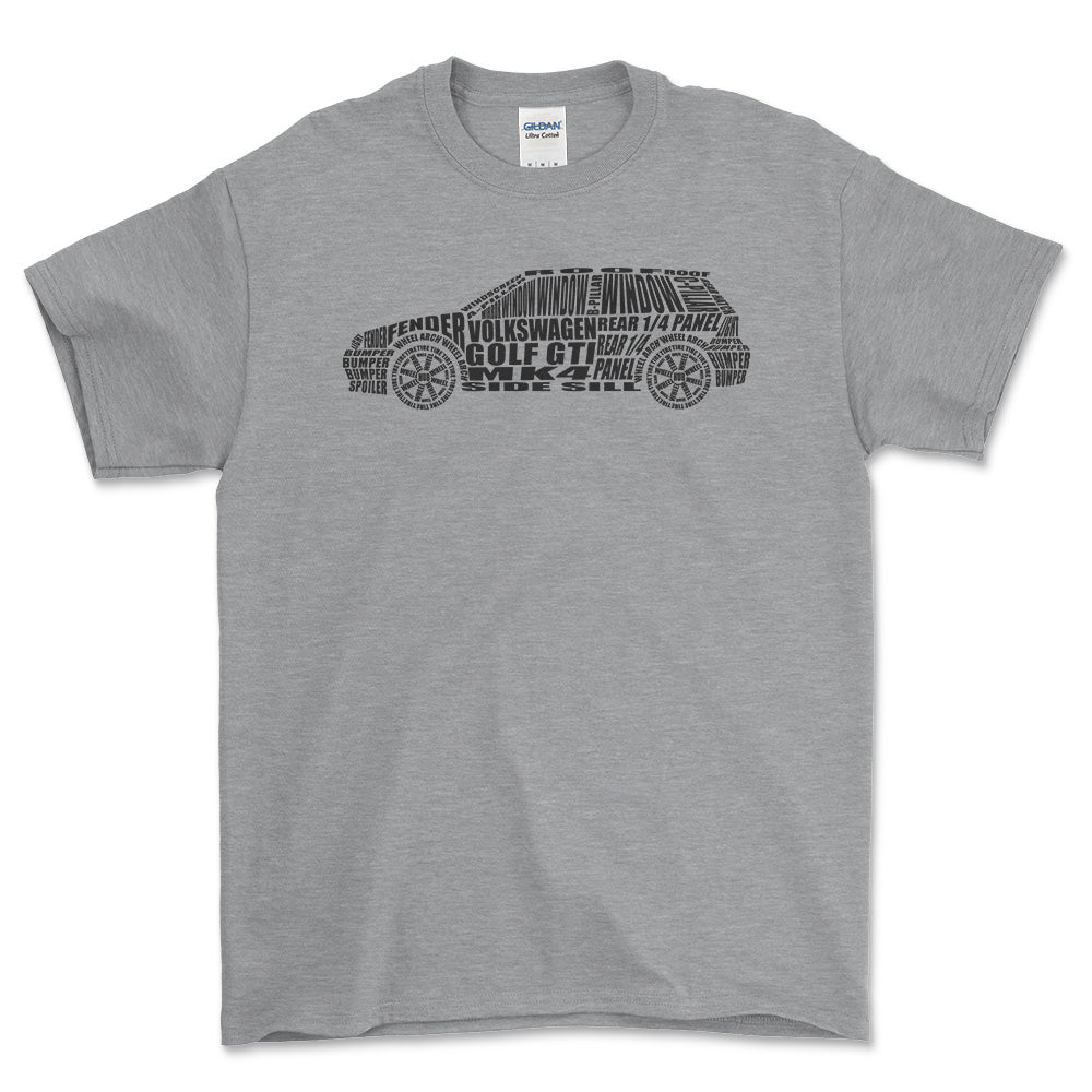Volkswagen VW Golf Gti Mk4 Unisex T-Shirt , Bomuld-Beklædning-VW-Grå Sport-S-Forside-Garage Culture Shop- garage - man cave - merchandise
