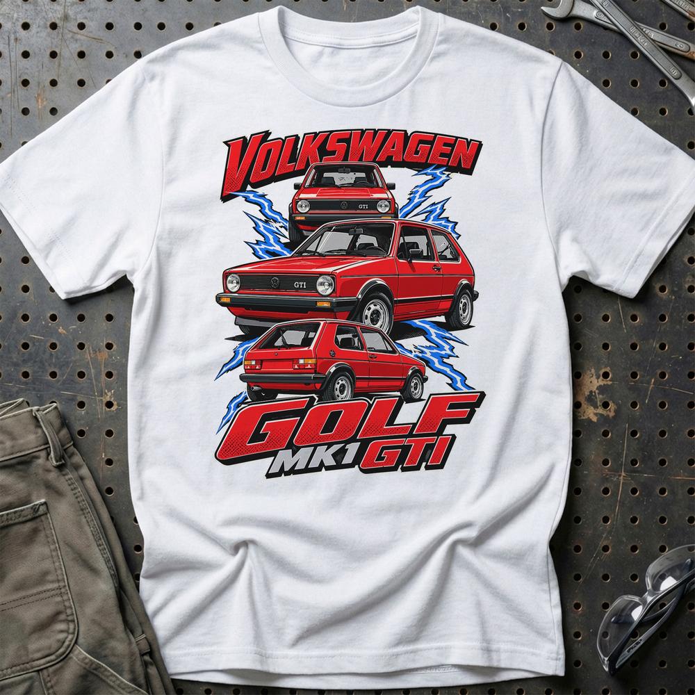Volkswagen VW Golf MK1 GTI T-Shirt-Beklædning-VW-Hvid-S-Garage Culture Shop- garage - man cave - merchandise