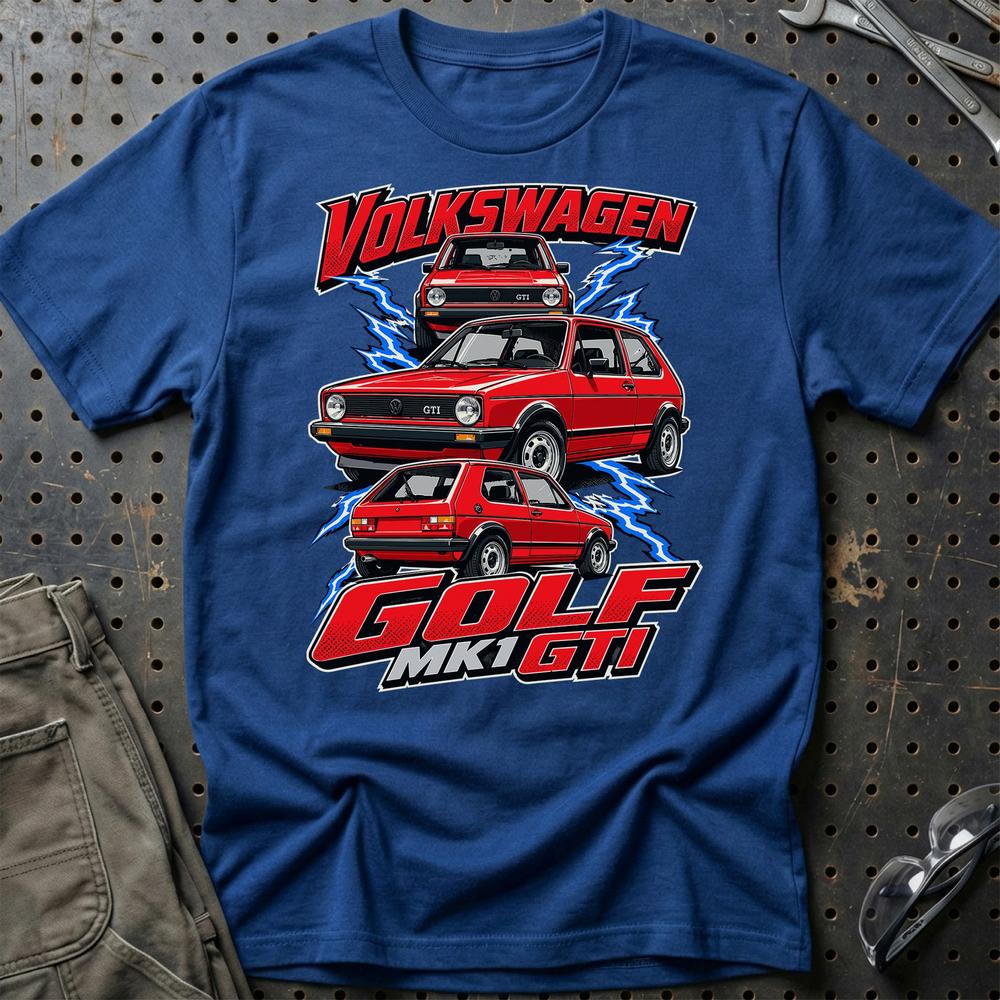 Volkswagen VW Golf MK1 GTI T-Shirt-Beklædning-VW-Blå Royal-S-Garage Culture Shop- garage - man cave - merchandise