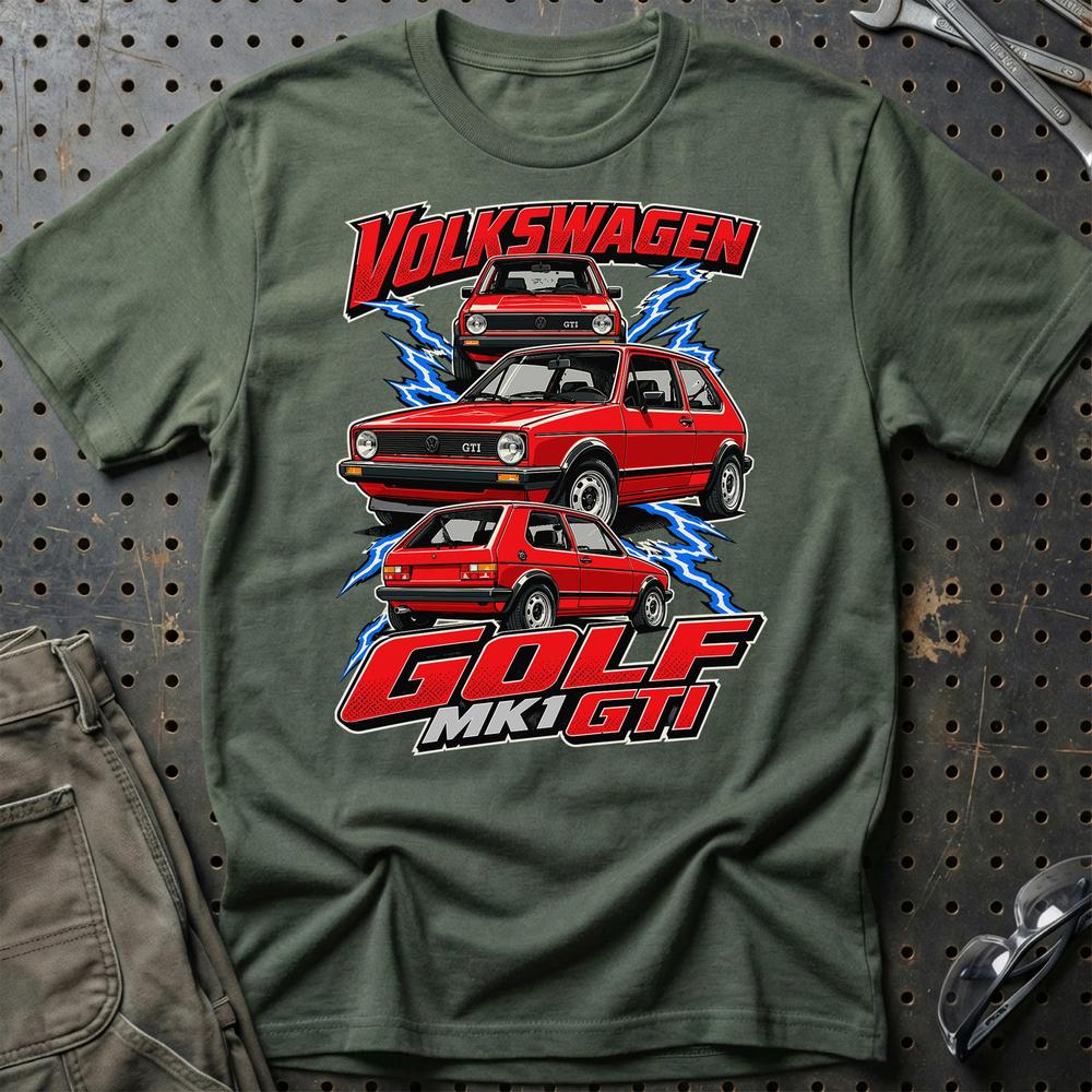 Volkswagen VW Golf MK1 GTI T-Shirt-Beklædning-VW-Grøn Militær-S-Garage Culture Shop- garage - man cave - merchandise