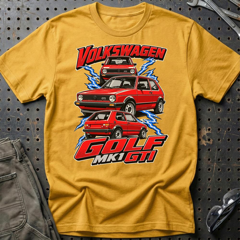 Volkswagen VW Golf MK1 GTI T-Shirt-Beklædning-VW-Guld-S-Garage Culture Shop- garage - man cave - merchandise