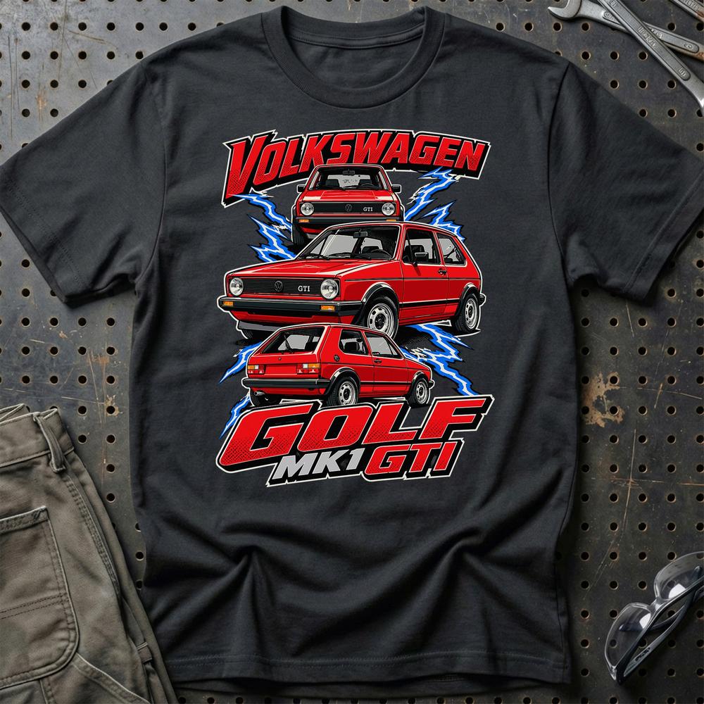 Volkswagen VW Golf MK1 GTI T-Shirt-Beklædning-VW-Sort-S-Garage Culture Shop- garage - man cave - merchandise