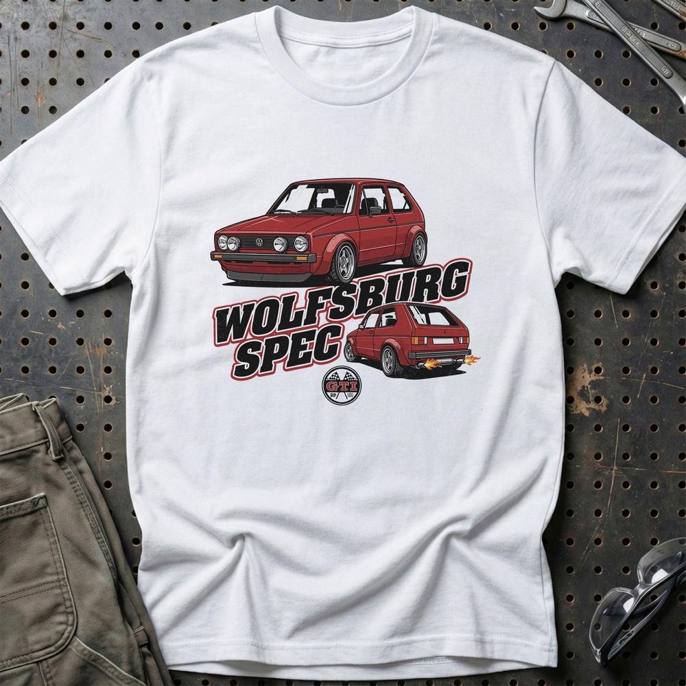 Volkswagen VW Golf MK1 GTI Wolfsburg Spec - Unisex T-Shirt-Beklædning-VW-Hvid-S-Garage Culture Shop- garage - man cave - merchandise