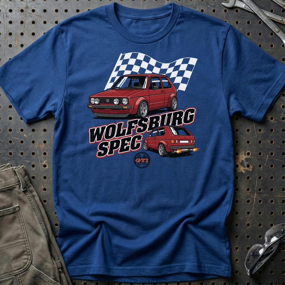 Volkswagen VW Golf MK1 GTI Wolfsburg Spec - Unisex T-Shirt-Beklædning-VW-Blå Royal-S-Garage Culture Shop- garage - man cave - merchandise