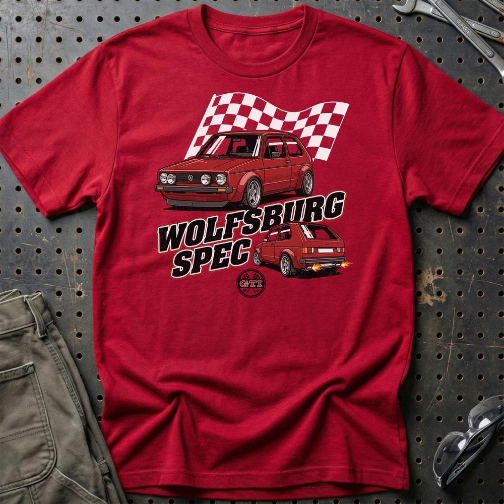 Volkswagen VW Golf MK1 GTI Wolfsburg Spec - Unisex T-Shirt-Beklædning-VW-Rød-S-Garage Culture Shop- garage - man cave - merchandise