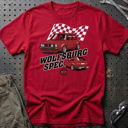 Volkswagen VW Golf MK1 GTI Wolfsburg Spec - Unisex T-Shirt-Beklædning-VW-Rød-S-Garage Culture Shop- garage - man cave - merchandise