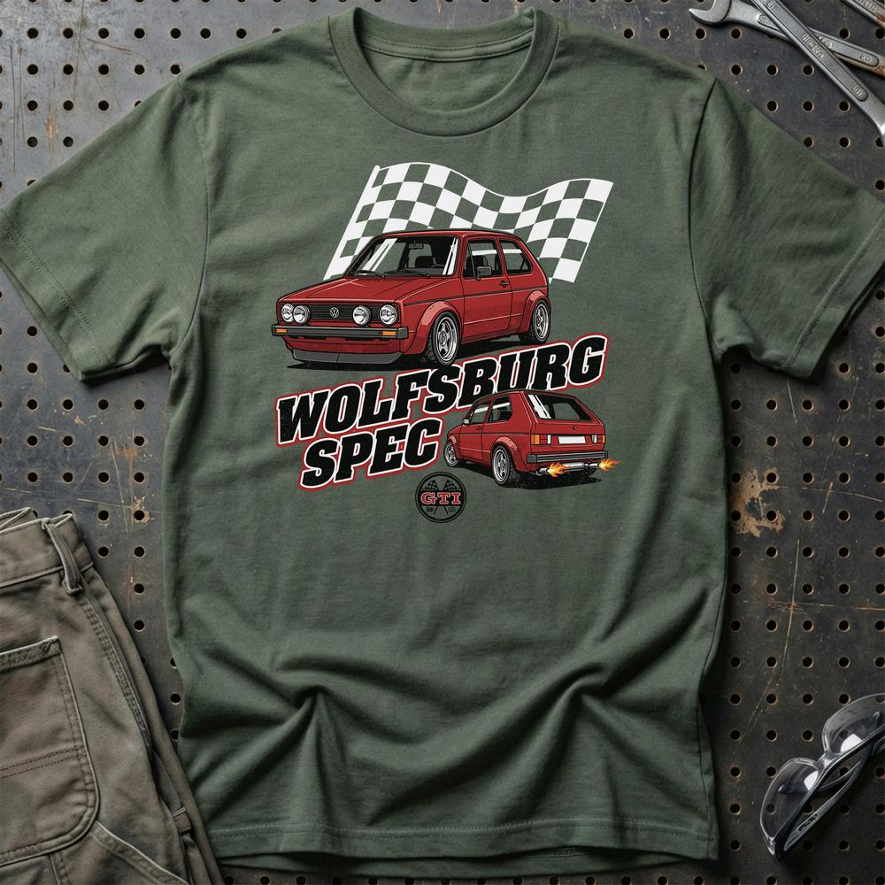 Volkswagen VW Golf MK1 GTI Wolfsburg Spec - Unisex T-Shirt-Beklædning-VW-Grøn Militær-S-Garage Culture Shop- garage - man cave - merchandise