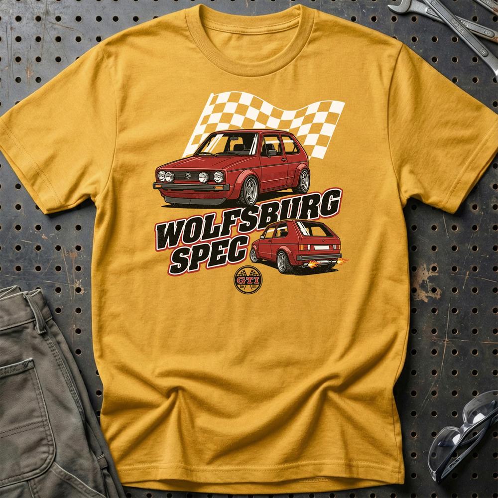 Volkswagen VW Golf MK1 GTI Wolfsburg Spec - Unisex T-Shirt-Beklædning-VW-Guld-S-Garage Culture Shop- garage - man cave - merchandise