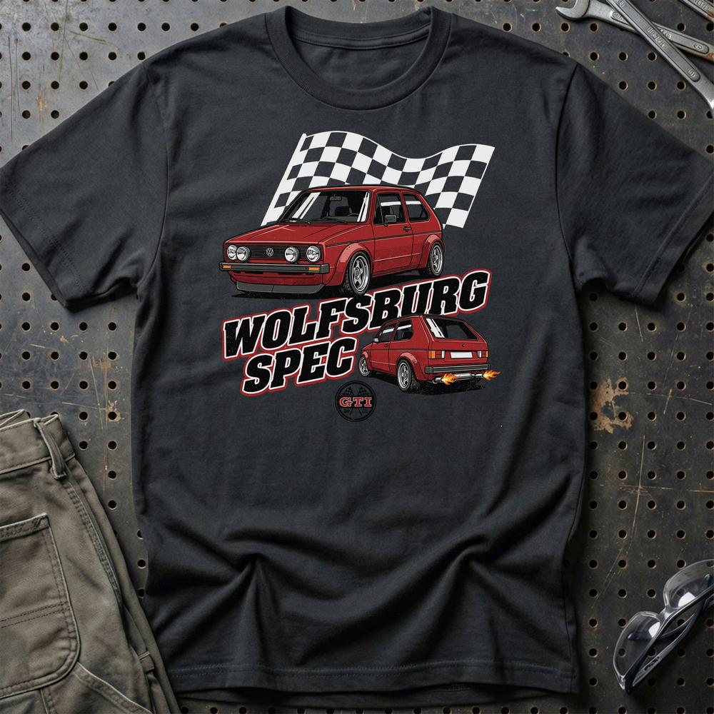 Volkswagen VW Golf MK1 GTI Wolfsburg Spec - Unisex T-Shirt-Beklædning-VW-Sort-S-Garage Culture Shop- garage - man cave - merchandise