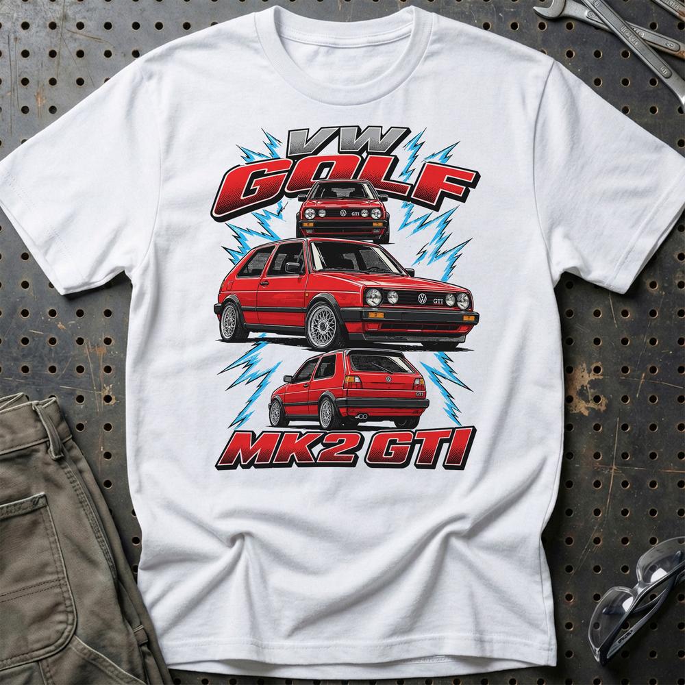 Volkswagen VW Golf MK2 GTI T-Shirt-Beklædning-VW-Hvid-S-Garage Culture Shop- garage - man cave - merchandise