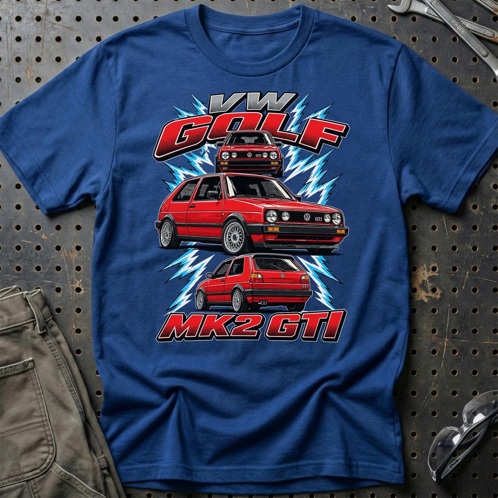 Volkswagen VW Golf MK2 GTI T-Shirt-Beklædning-VW-Blå Royal-S-Garage Culture Shop- garage - man cave - merchandise