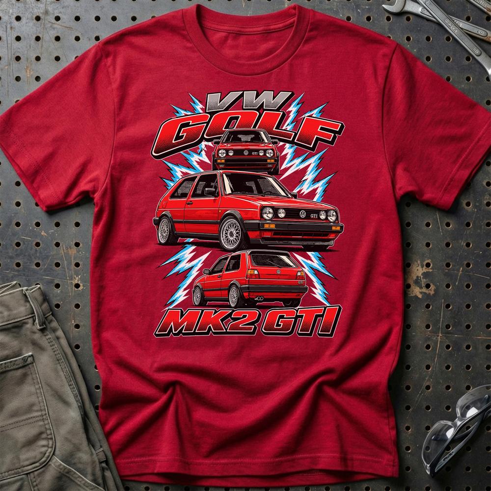 Volkswagen VW Golf MK2 GTI T-Shirt-Beklædning-VW-Rød-S-Garage Culture Shop- garage - man cave - merchandise