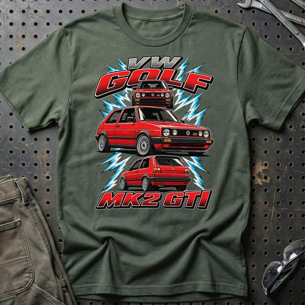 Volkswagen VW Golf MK2 GTI T-Shirt-Beklædning-VW-Grøn Militær-S-Garage Culture Shop- garage - man cave - merchandise