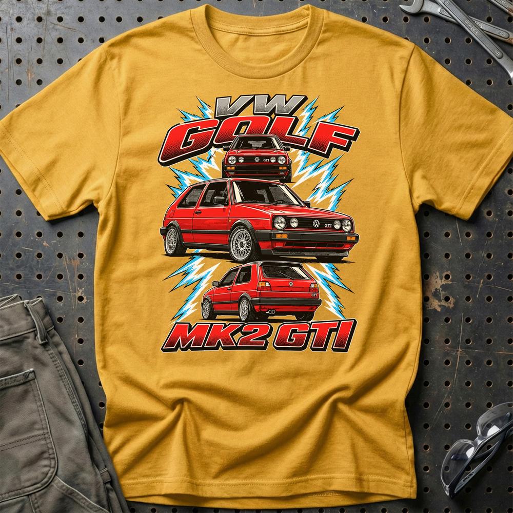 Volkswagen VW Golf MK2 GTI T-Shirt-Beklædning-VW-Guld-S-Garage Culture Shop- garage - man cave - merchandise