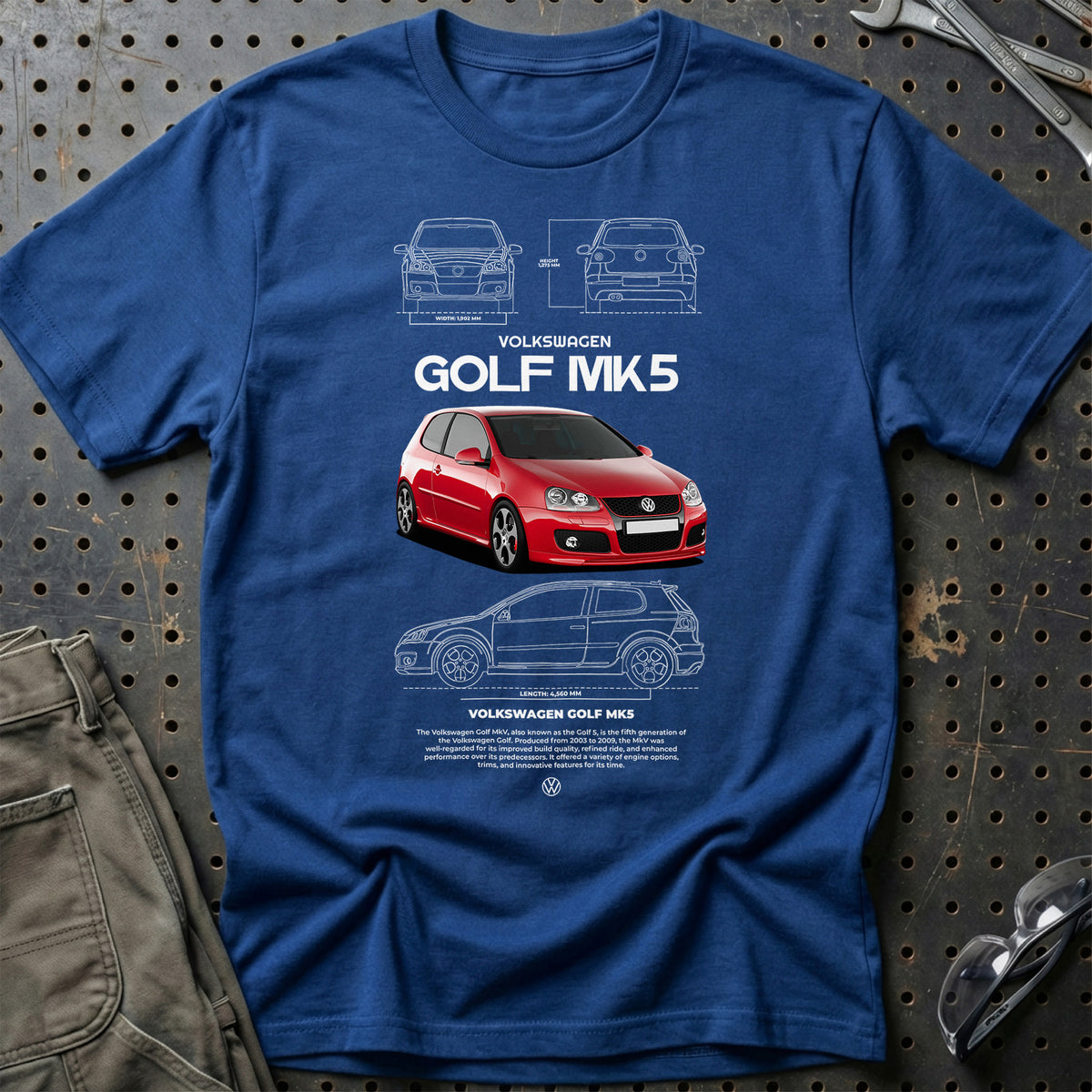 
Volkswagen VW Golf MK5 T-Shirt – Blå Royal
