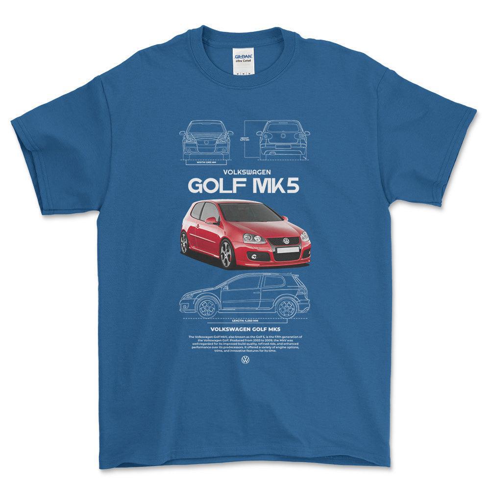 Volkswagen VW Golf MK5 T-Shirt-Beklædning-VW-Blå Royal-S-Garage Culture Shop- garage - man cave - merchandise