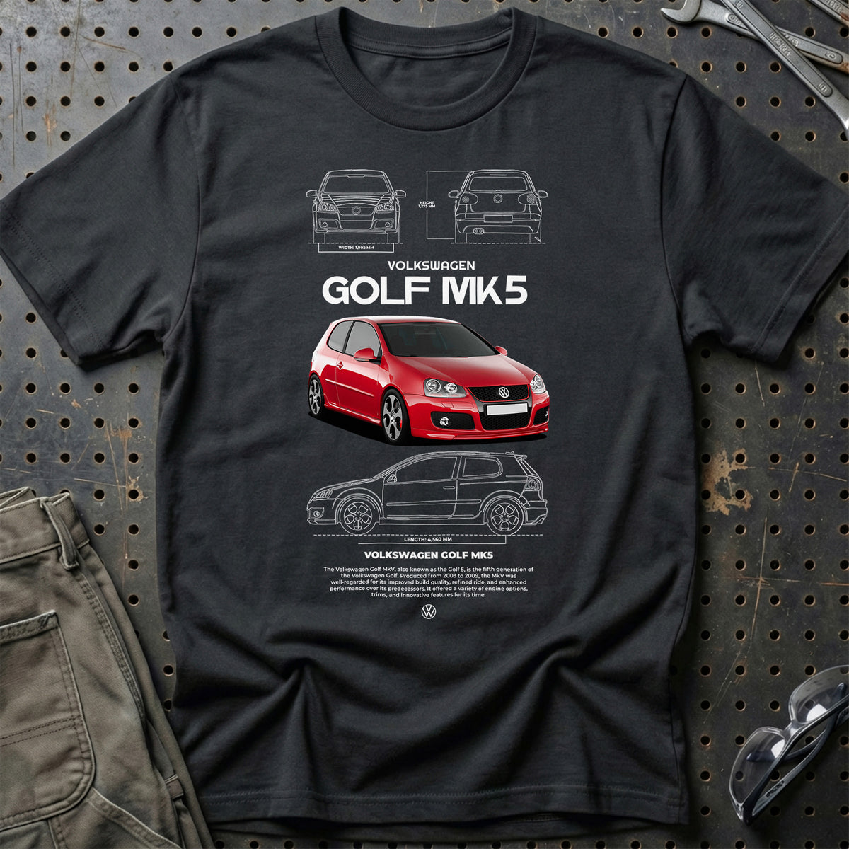 
Volkswagen VW Golf MK5 T-Shirt – Sort