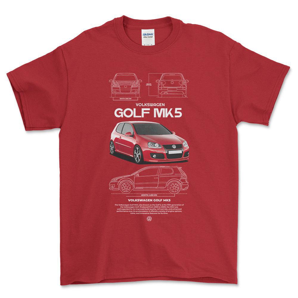 Volkswagen VW Golf MK5 - Unisex T-Shirt-Beklædning-VW-Rød-S-Forside-Garage Culture Shop- garage - man cave - merchandise