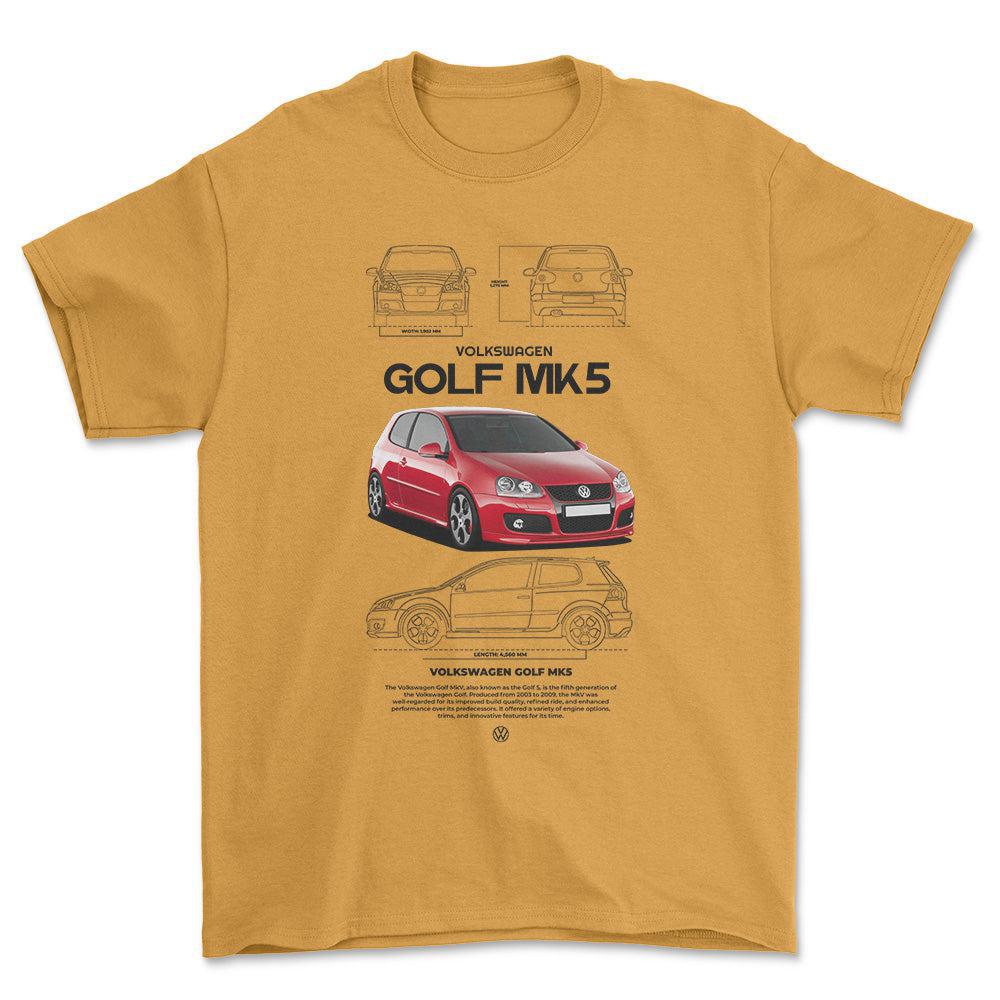 Volkswagen VW Golf MK5 - Unisex T-Shirt-Beklædning-VW-Guld-S-Forside-Garage Culture Shop- garage - man cave - merchandise